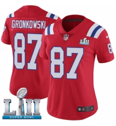 Women's Nike New England Patriots #87 Rob Gronkowski Red Alternate Vapor Untouchable Limited Player Super Bowl LII NFL Jersey