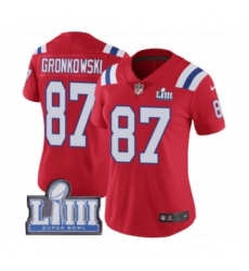 Women's Nike New England Patriots #87 Rob Gronkowski Red Alternate Vapor Untouchable Limited Player Super Bowl LIII Bound NFL Jersey