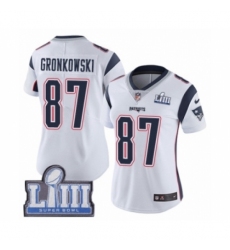 Women's Nike New England Patriots #87 Rob Gronkowski White Vapor Untouchable Limited Player Super Bowl LIII Bound NFL Jersey