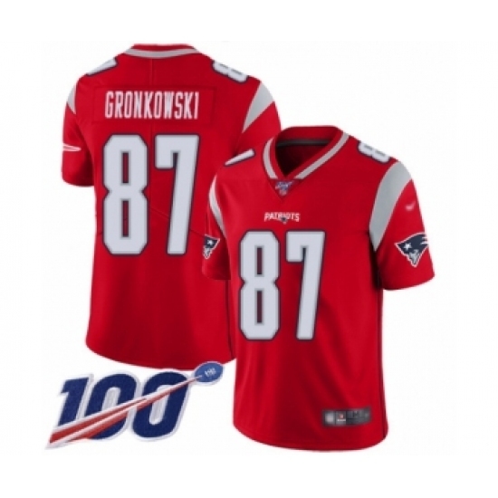 Youth New England Patriots #87 Rob Gronkowski Limited Red Inverted Legend 100th Season Football Jersey Youth New England Patriots #87 Rob Gronkowski Limited Red Inverted Legend 100th Season Football Jersey