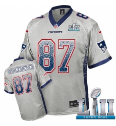Youth Nike New England Patriots #87 Rob Gronkowski Elite Grey Drift Fashion Super Bowl LII NFL Jersey
