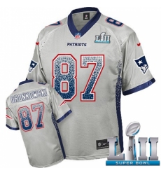Youth Nike New England Patriots #87 Rob Gronkowski Elite Grey Drift Fashion Super Bowl LII NFL Jersey Youth Nike New England Patriots #87 Rob Gronkowski Elite Grey Drift Fashion Super Bowl LII NFL Jersey