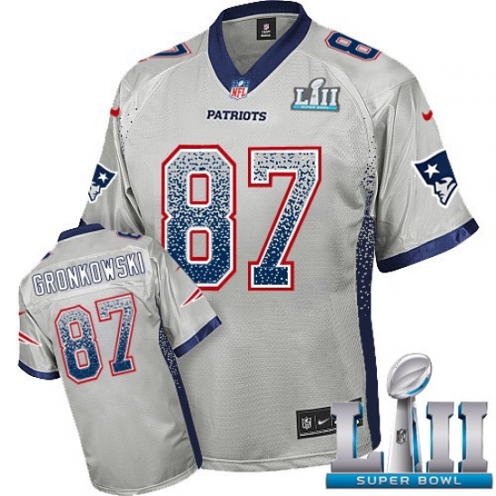Youth Nike New England Patriots #87 Rob Gronkowski Elite Grey Drift Fashion Super Bowl LII NFL Jersey Youth Nike New England Patriots #87 Rob Gronkowski Elite Grey Drift Fashion Super Bowl LII NFL Jersey