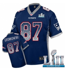 Youth Nike New England Patriots #87 Rob Gronkowski Elite Navy Blue Drift Fashion Super Bowl LII NFL Jersey