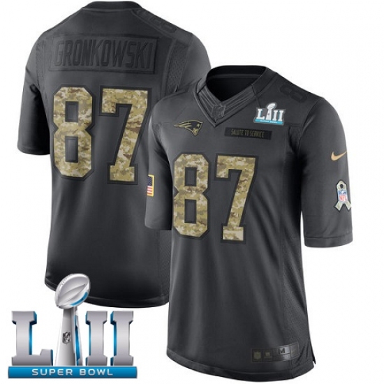 Youth Nike New England Patriots #87 Rob Gronkowski Limited Black 2016 Salute to Service Super Bowl LII NFL Jersey Youth Nike New England Patriots #87 Rob Gronkowski Limited Black 2016 Salute to Service Super Bowl LII NFL Jersey