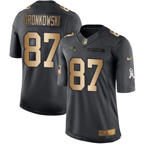 Youth Nike New England Patriots #87 Rob Gronkowski Limited Black/Gold Salute to Service NFL Jersey Youth Nike New England Patriots #87 Rob Gronkowski Limited Black/Gold Salute to Service NFL Jersey