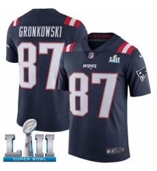 Youth Nike New England Patriots #87 Rob Gronkowski Limited Navy Blue Rush Vapor Untouchable Super Bowl LII NFL Jersey