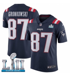 Youth Nike New England Patriots #87 Rob Gronkowski Limited Navy Blue Rush Vapor Untouchable Super Bowl LII NFL Jersey Youth Nike New England Patriots #87 Rob Gronkowski Limited Navy Blue Rush Vapor Untouchable Super Bowl LII NFL Jersey