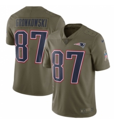 Youth Nike New England Patriots #87 Rob Gronkowski Limited Olive 2017 Salute to Service NFL Jersey