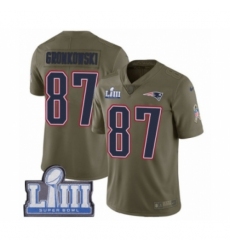 Youth Nike New England Patriots #87 Rob Gronkowski Limited Olive 2017 Salute to Service Super Bowl LIII Bound NFL Jersey
