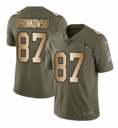 Youth Nike New England Patriots #87 Rob Gronkowski Limited Olive/Gold 2017 Salute to Service NFL Jersey