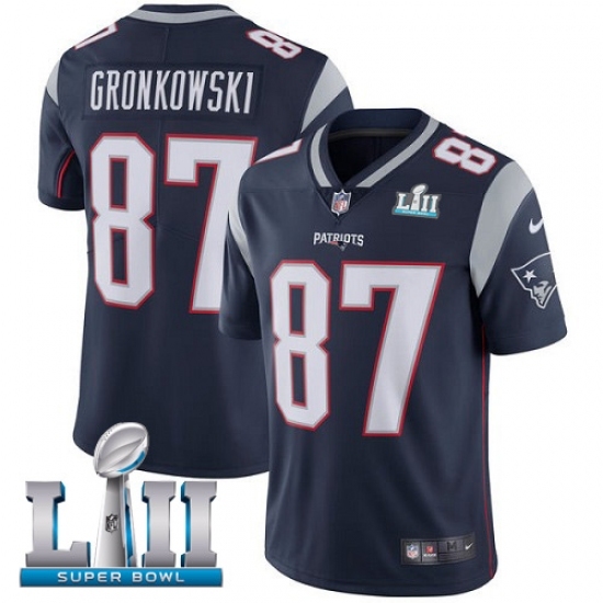 Youth Nike New England Patriots #87 Rob Gronkowski Navy Blue Team Color Vapor Untouchable Limited Player Super Bowl LII NFL Jersey Youth Nike New England Patriots #87 Rob Gronkowski Navy Blue Team Color Vapor Untouchable Limited Player Super Bowl LII NFL Jersey