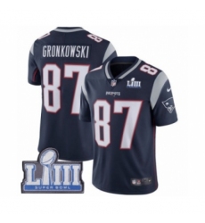 Youth Nike New England Patriots #87 Rob Gronkowski Navy Blue Team Color Vapor Untouchable Limited Player Super Bowl LIII Bound NFL Jersey