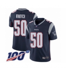 Men's New England Patriots #50 Chase Winovich Navy Blue Team Color Vapor Untouchable Limited Player 100th Season Football Jersey Men's New England Patriots #50 Chase Winovich Navy Blue Team Color Vapor Untouchable Limited Player 100th Season Football Jersey