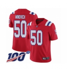 Men's New England Patriots #50 Chase Winovich Red Alternate Vapor Untouchable Limited Player 100th Season Football Jersey