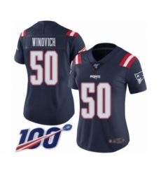 Women's New England Patriots #50 Chase Winovich Limited Navy Blue Rush Vapor Untouchable 100th Season Football Jersey