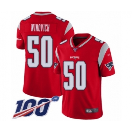 Youth New England Patriots #50 Chase Winovich Limited Red Inverted Legend 100th Season Football Jersey Youth New England Patriots #50 Chase Winovich Limited Red Inverted Legend 100th Season Football Jersey