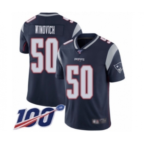 Youth New England Patriots #50 Chase Winovich Navy Blue Team Color Vapor Untouchable Limited Player 100th Season Football Jersey Youth New England Patriots #50 Chase Winovich Navy Blue Team Color Vapor Untouchable Limited Player 100th Season Football Jersey