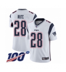Men's New England Patriots #28 James White Vapor Untouchable Limited Player 100th Season Football Jersey