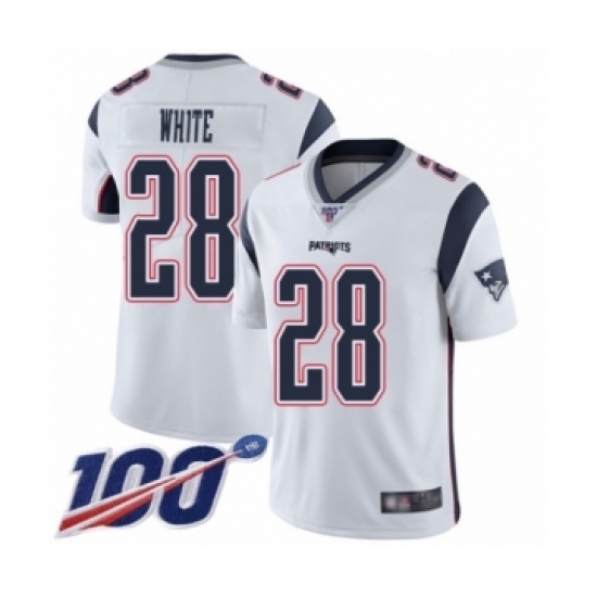 Men's New England Patriots #28 James White Vapor Untouchable Limited Player 100th Season Football Jersey Men's New England Patriots #28 James White Vapor Untouchable Limited Player 100th Season Football Jersey