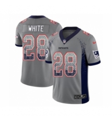 Men's Nike New England Patriots #28 James White Limited Gray Rush Drift Fashion NFL Jersey