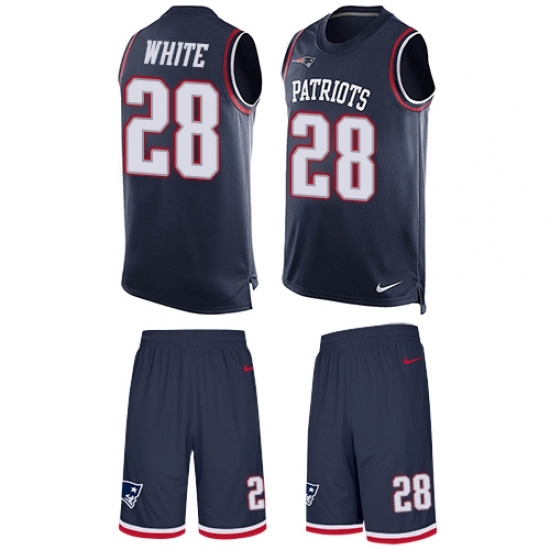 Men's Nike New England Patriots #28 James White Limited Navy Blue Tank Top Suit NFL Jersey Men's Nike New England Patriots #28 James White Limited Navy Blue Tank Top Suit NFL Jersey