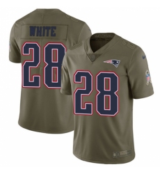 Men's Nike New England Patriots #28 James White Limited Olive 2017 Salute to Service NFL Jersey