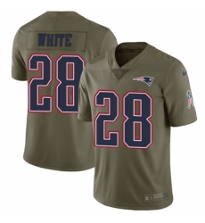 Men's Nike New England Patriots #28 James White Limited Olive 2017 Salute to Service NFL Jersey Men's Nike New England Patriots #28 James White Limited Olive 2017 Salute to Service NFL Jersey