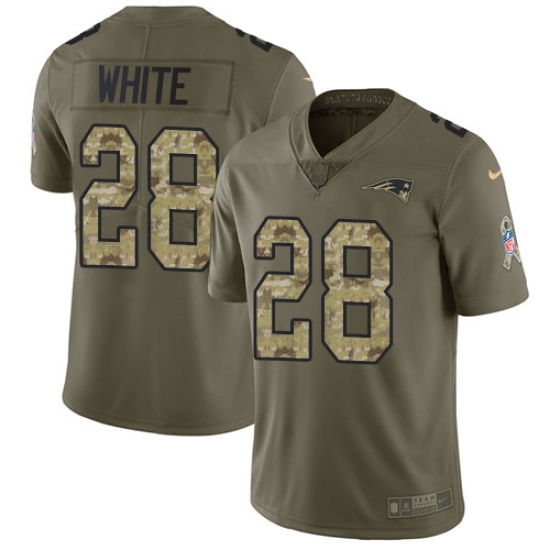 Men's Nike New England Patriots #28 James White Limited Olive/Camo 2017 Salute to Service NFL Jersey Men's Nike New England Patriots #28 James White Limited Olive/Camo 2017 Salute to Service NFL Jersey