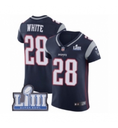 Men's Nike New England Patriots #28 James White Navy Blue Team Color Vapor Untouchable Elite Player Super Bowl LIII Bound NFL Jersey