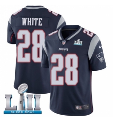 Men's Nike New England Patriots #28 James White Navy Blue Team Color Vapor Untouchable Limited Player Super Bowl LII NFL Jersey Men's Nike New England Patriots #28 James White Navy Blue Team Color Vapor Untouchable Limited Player Super Bowl LII NFL Jersey