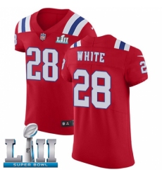Men's Nike New England Patriots #28 James White Red Alternate Vapor Untouchable Elite Player Super Bowl LII NFL Jersey