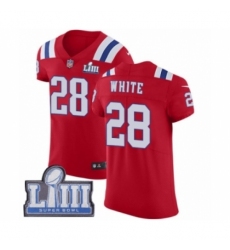 Men's Nike New England Patriots #28 James White Red Alternate Vapor Untouchable Elite Player Super Bowl LIII Bound NFL Jersey