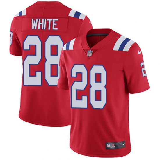 Men's Nike New England Patriots #28 James White Red Alternate Vapor Untouchable Limited Player NFL Jersey Men's Nike New England Patriots #28 James White Red Alternate Vapor Untouchable Limited Player NFL Jersey