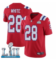 Men's Nike New England Patriots #28 James White Red Alternate Vapor Untouchable Limited Player Super Bowl LII NFL Jersey