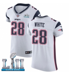 Men's Nike New England Patriots #28 James White Vapor Untouchable Elite Player Super Bowl LII NFL Jersey