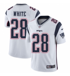 Men's Nike New England Patriots #28 James White White Vapor Untouchable Limited Player NFL Jersey