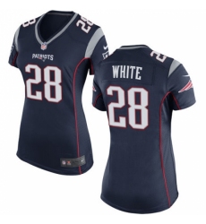 Women's Nike New England Patriots #28 James White Game Navy Blue Team Color NFL Jersey