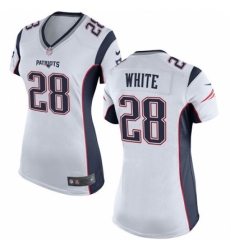 Women's Nike New England Patriots #28 James White Game White NFL Jersey