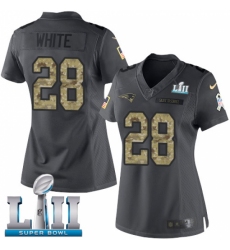 Women's Nike New England Patriots #28 James White Limited Black 2016 Salute to Service Super Bowl LII NFL Jersey