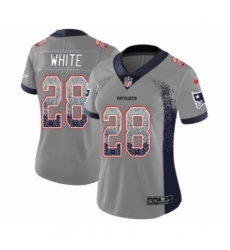 Women's Nike New England Patriots #28 James White Limited Gray Rush Drift Fashion NFL Jersey