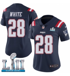 Women's Nike New England Patriots #28 James White Limited Navy Blue Rush Vapor Untouchable Super Bowl LII NFL Jersey Women's Nike New England Patriots #28 James White Limited Navy Blue Rush Vapor Untouchable Super Bowl LII NFL Jersey