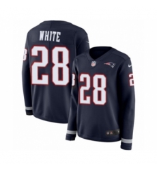 Women's Nike New England Patriots #28 James White Limited Navy Blue Therma Long Sleeve NFL Jersey Women's Nike New England Patriots #28 James White Limited Navy Blue Therma Long Sleeve NFL Jersey