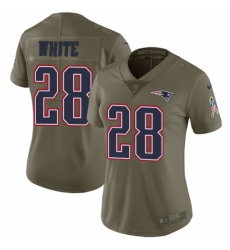 Women's Nike New England Patriots #28 James White Limited Olive 2017 Salute to Service NFL Jersey