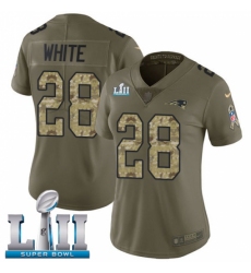 Women's Nike New England Patriots #28 James White Limited Olive/Camo 2017 Salute to Service Super Bowl LII NFL Jersey