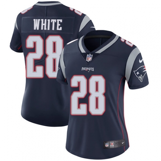 Women's Nike New England Patriots #28 James White Navy Blue Team Color Vapor Untouchable Limited Player NFL Jersey Women's Nike New England Patriots #28 James White Navy Blue Team Color Vapor Untouchable Limited Player NFL Jersey