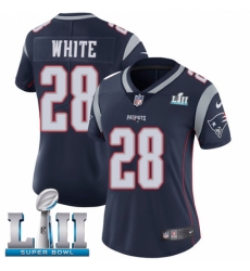 Women's Nike New England Patriots #28 James White Navy Blue Team Color Vapor Untouchable Limited Player Super Bowl LII NFL Jersey