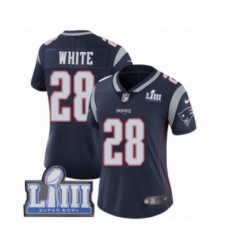 Women's Nike New England Patriots #28 James White Navy Blue Team Color Vapor Untouchable Limited Player Super Bowl LIII Bound NFL Jersey