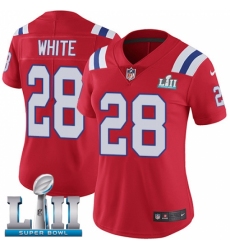Women's Nike New England Patriots #28 James White Red Alternate Vapor Untouchable Limited Player Super Bowl LII NFL Jersey