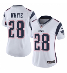 Women's Nike New England Patriots #28 James White White Vapor Untouchable Limited Player NFL Jersey